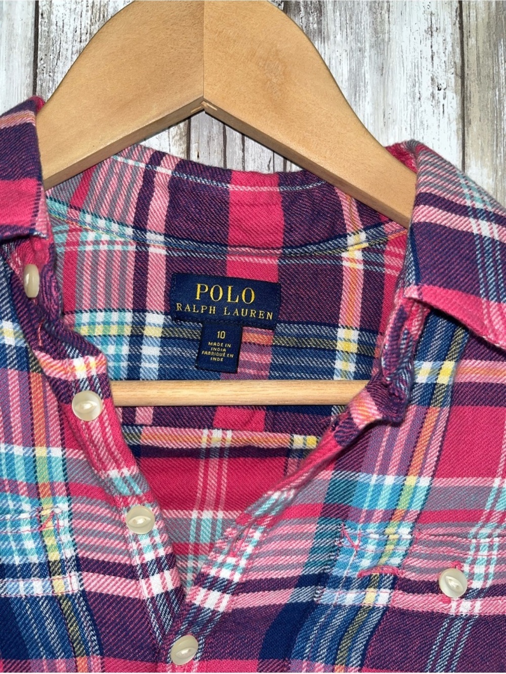 Polo Ralph Lauren Girls Plaid Shirt Dress Size 10 Pink Flannel - Picture 7 of 7